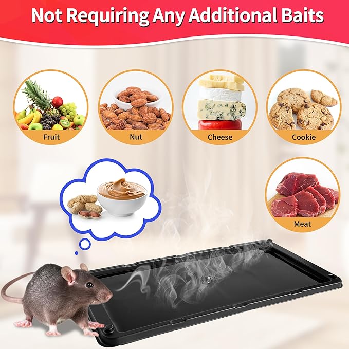 LULUCATCH Mouse Traps, 6 Pack Large Glue Traps Mouse Traps Indoor for Home, Pre-Baited Non-Toxic Bulk Glue Boards for Mice, Snakes, Rat, Lizard, Cockroach & Spiders, Pet Safe, Easy to Use