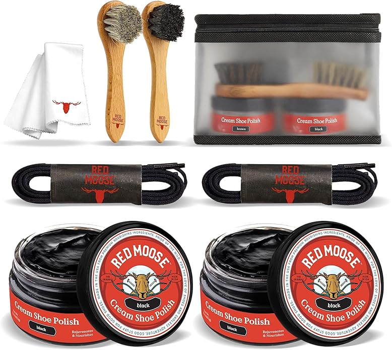 RED MOOSE Boots and Shoe Cream - Shoe Polish Kit for Leather - Shoes Shine - Made in the USA