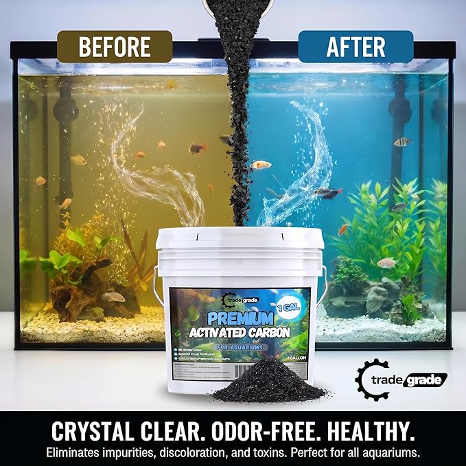 TradeGrade Activated Carbon Aquarium – 5lb Bucket Granulated Activated Charcoal for Fish Tank & Water Purification – High-Performance Aquarium Charcoal Filter Media for Crystal Clear Water