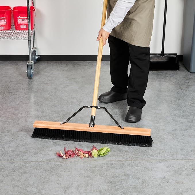 Restaurantware-BROOM HEAD ONLY: Clean Tek Professional 30-Inch Broom Head, 1 Heavy-Duty Push Cleaning Tool - Handle And Brace Sold Separately, Fine Plastic Bristles, Wooden, Commercial Use