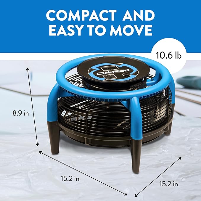 Dri-Eaz Dri-Pod Pro Omnidirectional Floor and Carpet Dryer, Ventilating Floor Dryer for Boats, RVs and Residential Use