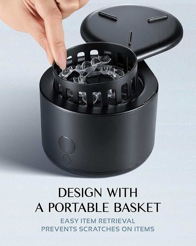 45khz Ultrasonic Retainer Cleaner Machine, Dental Cleaning Pod with 4 Modes & Digital Timer, Mouthguard Cleaner for Dentures, Aligners, Mouth Guards, Night Guards, Jewelry