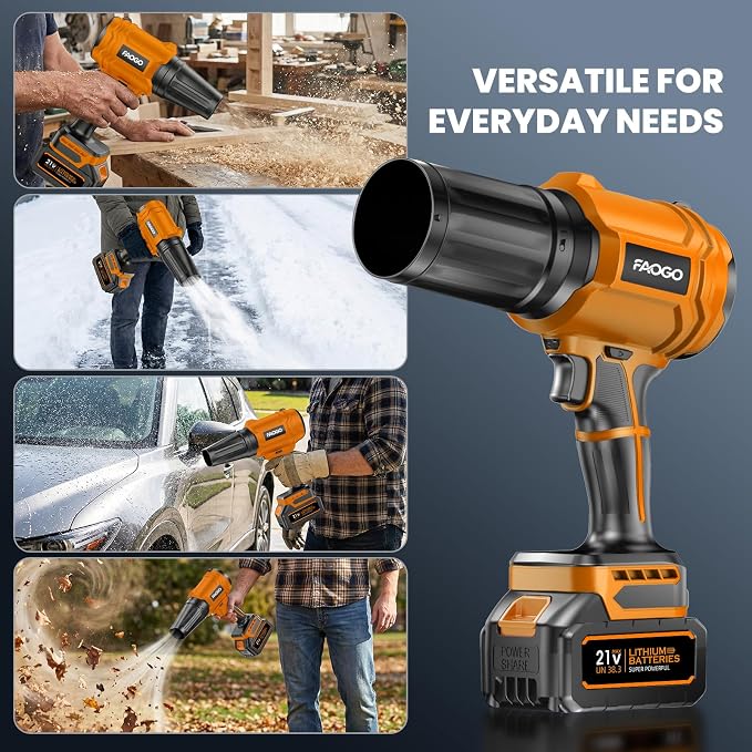 Cordless Leaf Blower with 2 Batteries & Charger - 990,000 RPM Electric Handheld Blower, Lightweight, Double Run Time for Lawn, Yard, Patio, Garden Cleaning