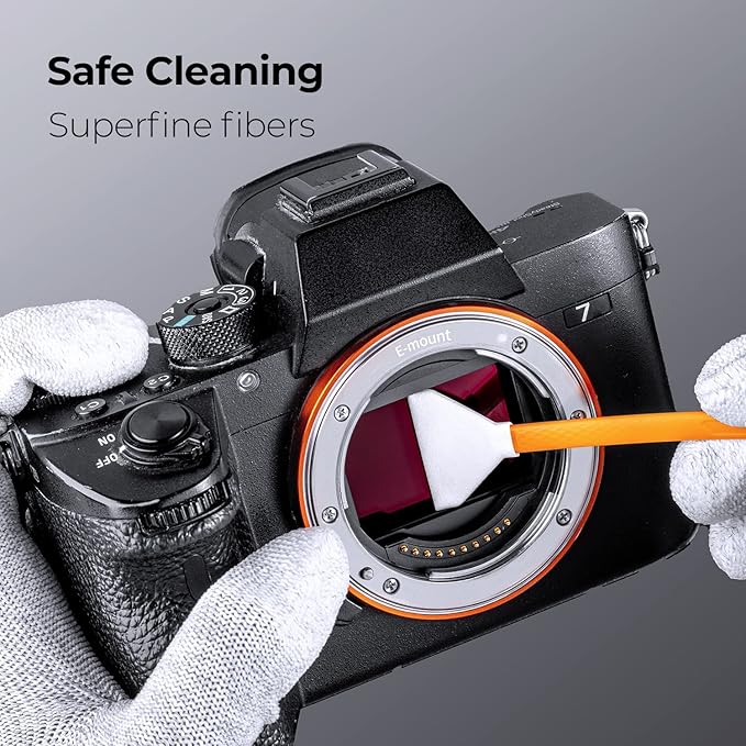K&F Concept Professional Camera Lens Cleaner Kit - 20ml Sensor Cleaner + 24mm Double-Tipped Full Frame Sensor Cleaning Swabs. 10 Pack Lens Cleaning Cloth