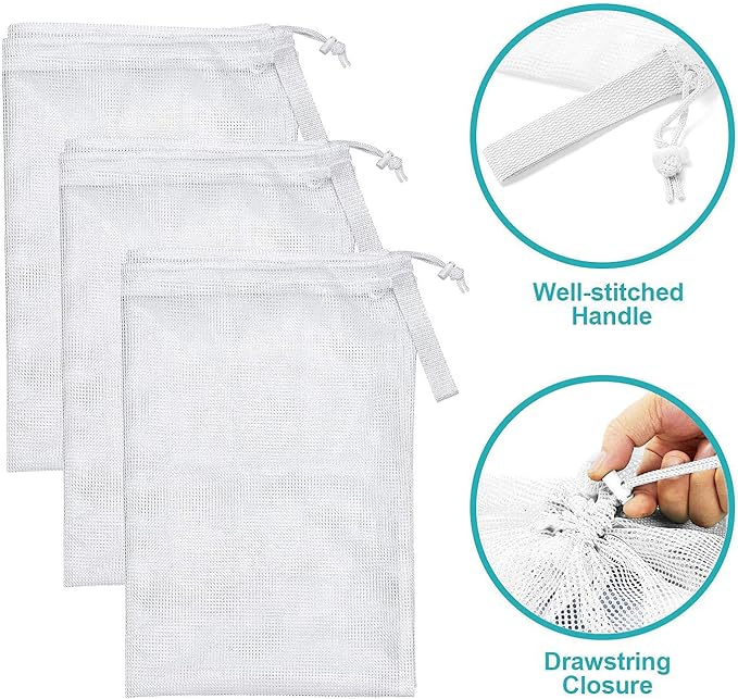 Dalykate Laundry Bag with Shoulder Straps and Mesh Pocket and Mesh Laundry Bags 3 Pack, 2 Item Bundle