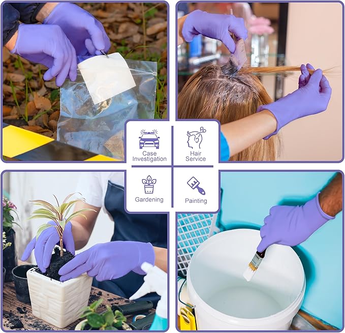 Safe Health Nitrile Disposable Gloves, 3.5 Mil, Imperial Blue, Powder Free, Latex Free, Tattoo, Beauty, Salon, Car