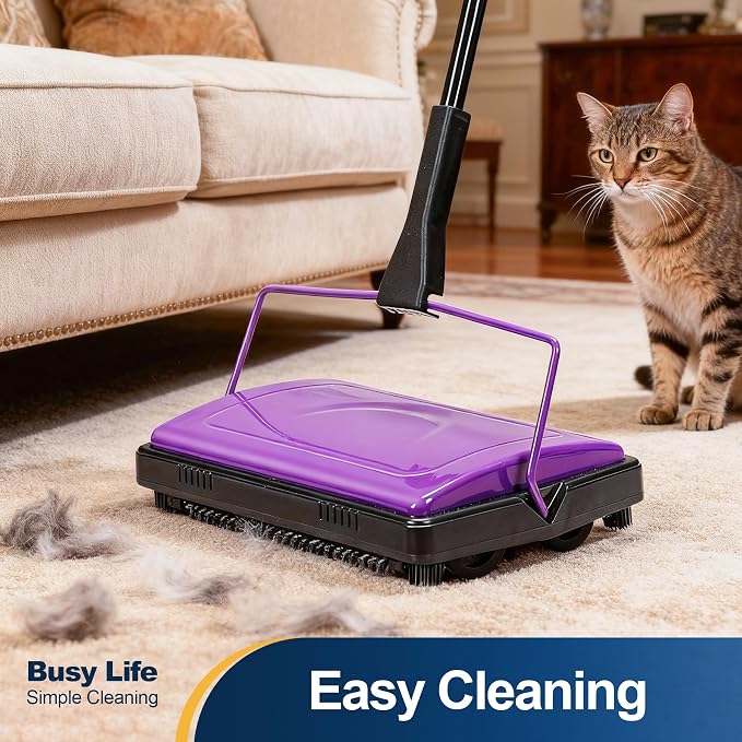 Yocada Carpet Sweeper Cleaner for Home Office Low&Undercoat Carpets Rugs Pet Hair Dust Scraps Paper Small Rubbish Cleaning with a Brush