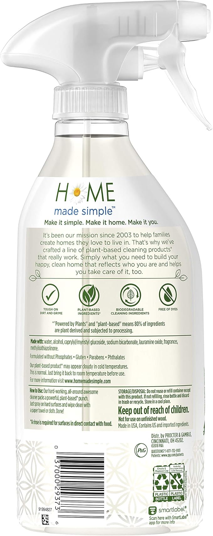 Home Made Simple All Purpose Cleaner Natural Household Surface Cleaning Spray, Rosemary Scent, 54 Fluid Ounce