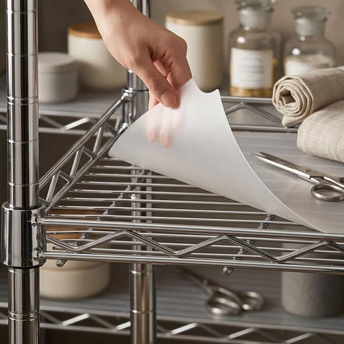 Frienda 18 x 48 Inch Wire Shelf Liners Set of 10, Heavy Duty Waterproof Shelf Mats for Wire Shelving, Non Adhesive Plastic Covers for Metal Storage Racks, Garage, Pantry, Kitchen Shelves, Clear