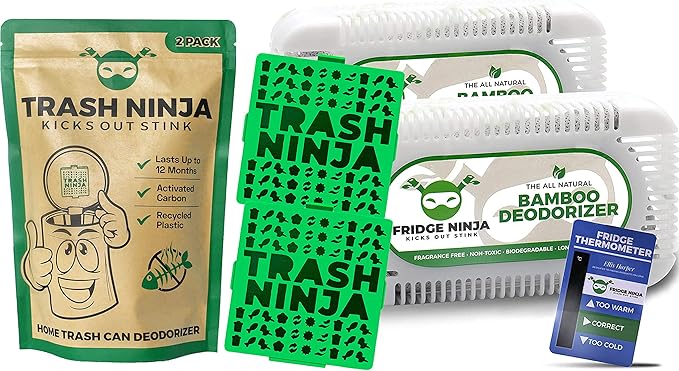 Refrigerator Deodorizer and Odor Eliminator (2 Pack) and Trash Can Deodorizer and Odor Eliminator (2 Pack)