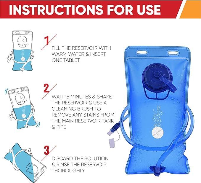 CleanHike Hydration Backpack Cleaning Tablets - (90 Tablets) Great for Reservoir Pack or Hydration Bladder, Individually Packed, Quickly Removes Stubborn Stains & Odors (3)