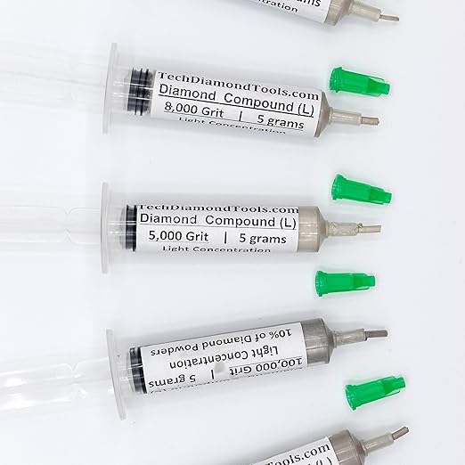 TechDiamondTools Diamond Polishing Compound Kit of 5 Polishing Paste USA Made 5000 8000 14000 50000 100000 Grit for Marble Glass Metal Rock Jewelry Resin Silver Gemstone with 10% of Diamond Powder