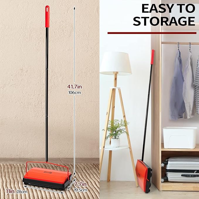 JEHONN Carpet Floor Sweeper with Horsehair, Broom and Dustpan Set for Home