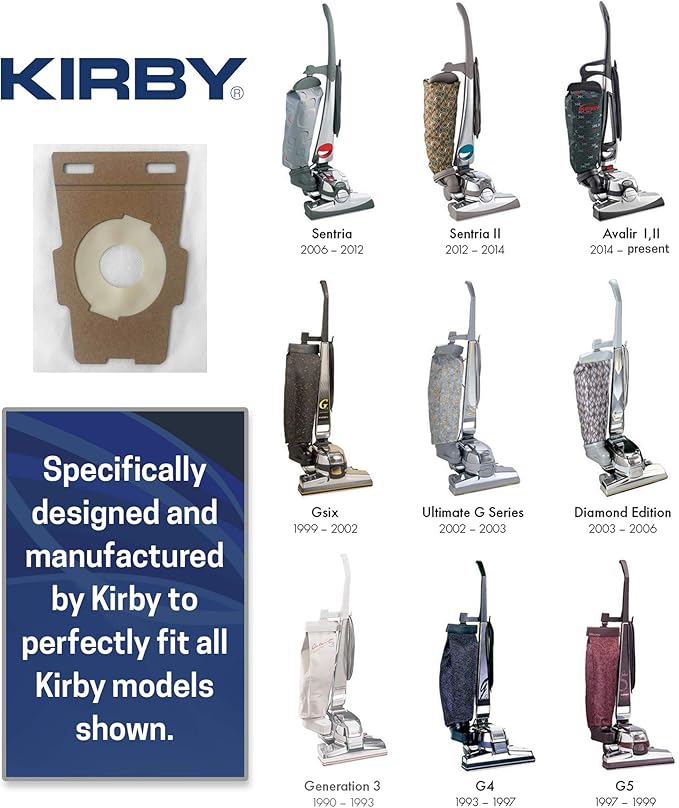 Kirby Micron Magic HEPA Filter Bags 6-Pack, Part #204811 | Genuine Kirby OEM | Fits F-Style & Twist-Style Kirby Vacuums (Avalir, Sentria, G Series)