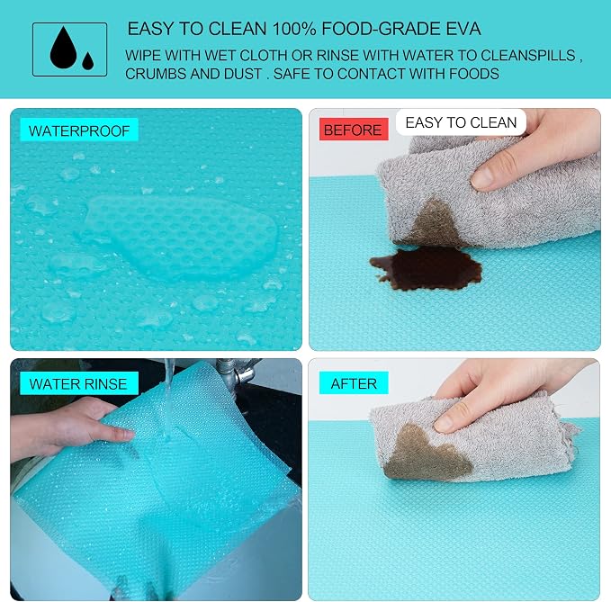 8 Pcs Refrigerator Liners Mats Washable, Refrigerator Mats Liner Waterproof Oilproof, Shinywear Fridge Liners for Shelves, Cover Pads for Freezer Glass Shelf Cupboard Cabinet Drawer (8 Gray)