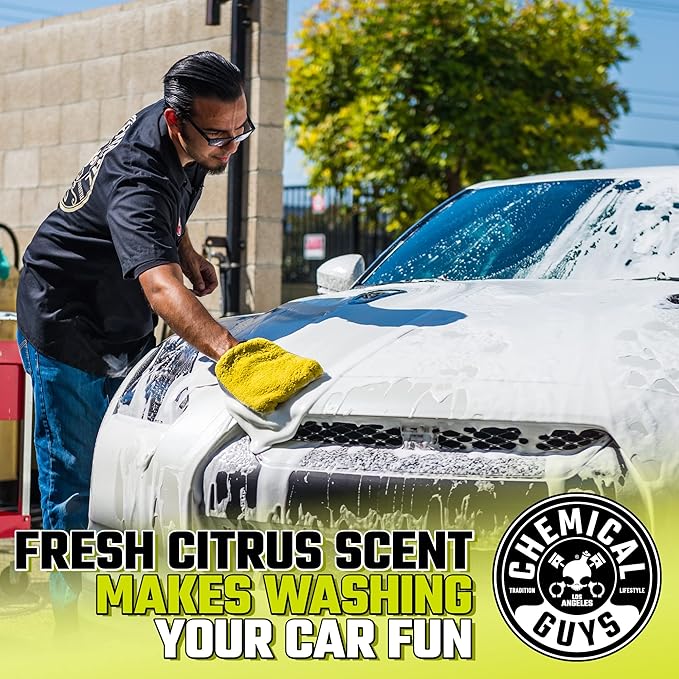Chemical Guys Citrus Wash & Gloss Foaming Car Wash Soap - High Suds Formula Foam Cannon Soap for Foam Blasters, or Bucket Washes - Safe on Paint, Clear Coat, and Wax, Citrus Scent - 128 oz