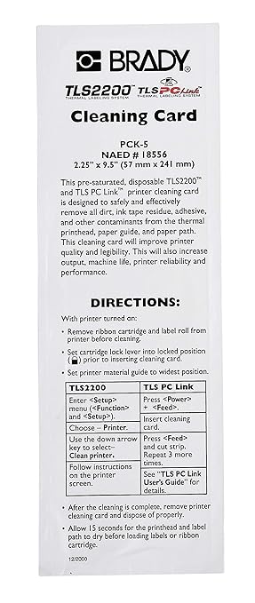 Brady PCK-5 TLS 2200 and BMP61 Label Printers Accessory, Cleaning Kit, Black