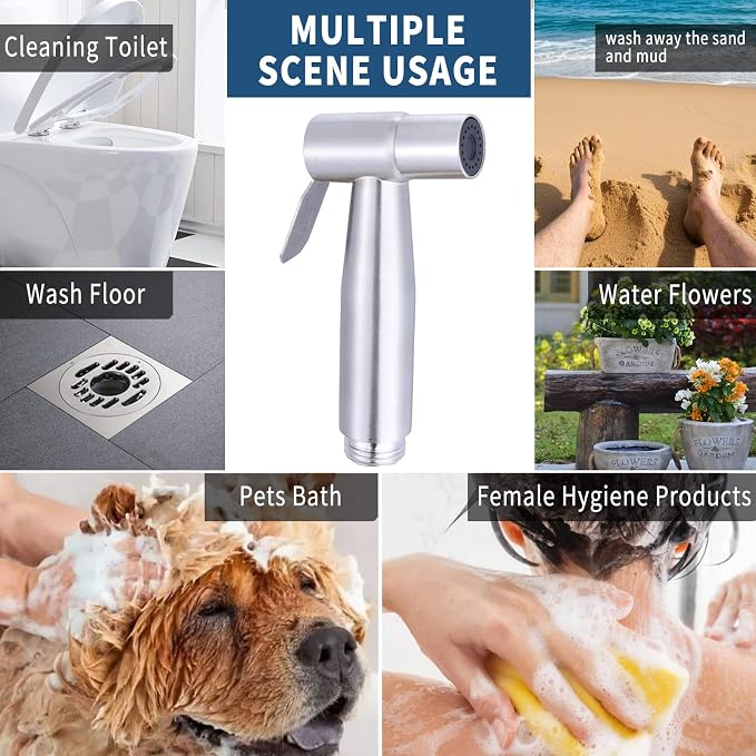 Handheld Bidet Sprayer for Toilet, Brass Jet Spray for Feminine & Baby Wash | Brass bidet sprayer, pressurized jet spray for feminine wash, baby care & toilet cleaning, easy install with all accessories