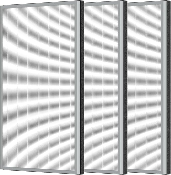 3 Packs HE601 HE602 Replacement Filter Compatible with Shark Air Purifier 6 HE601 & HE602, 3-in-1 H13 True HEPA and Activated Carbon Filters, Part # HE6FKPET