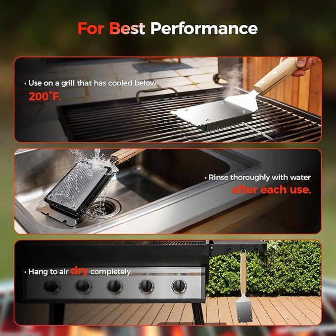 BBQ Grill Brush with U-Shaped Fixed Design, 45° Angled Steel Filaments for Deep Cleaning, Wooden Handle Grate Cleaner with Hanging Hook for Gas, Charcoal & Smoker (16 Inch)