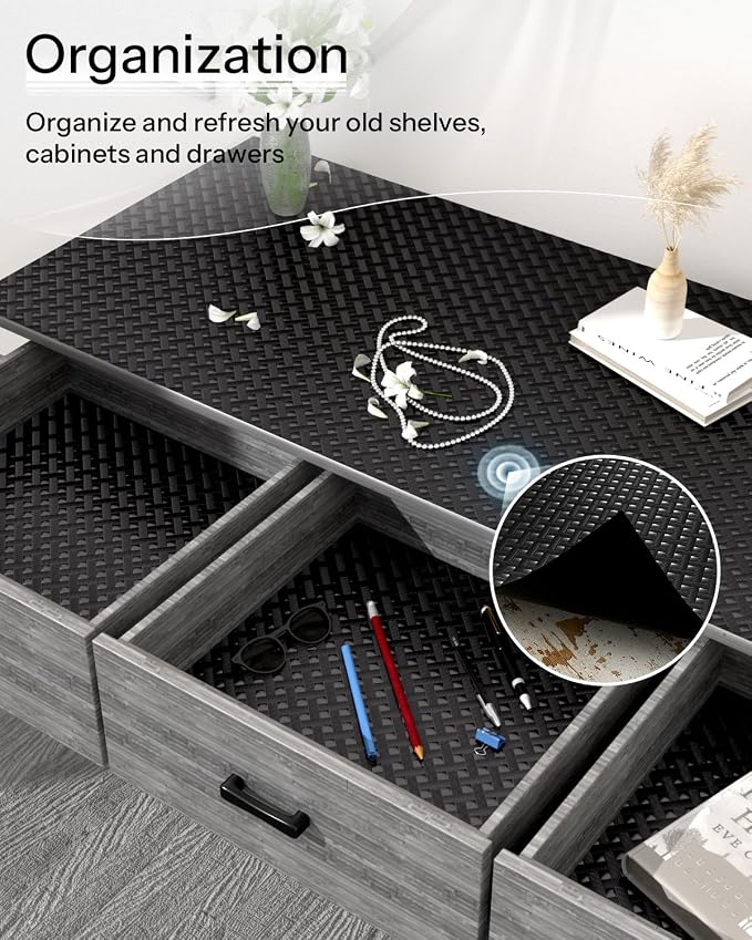 Shelf and Drawer Liner for Kitchen Cabinet, Non-Adhesive 24in x 240in Waterproof Contact Paper Refrigerator Liners Thickened Durable EVA Material Non Slip Mat for Dresser Cupboard Pantry Protector