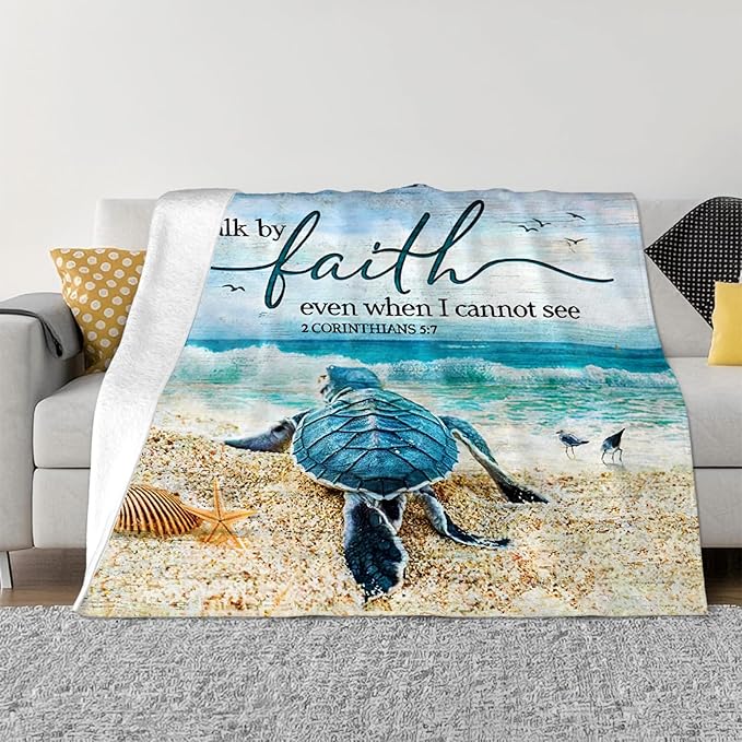 Tijuboni Sea Turtle Ocean Throw Blanket Beach Nautical Gifts for Women Men Girls Boys Kids Adults Soft Flannel Fleece Blanket for Couch Sofa Bed Home Decor 50"x60"
