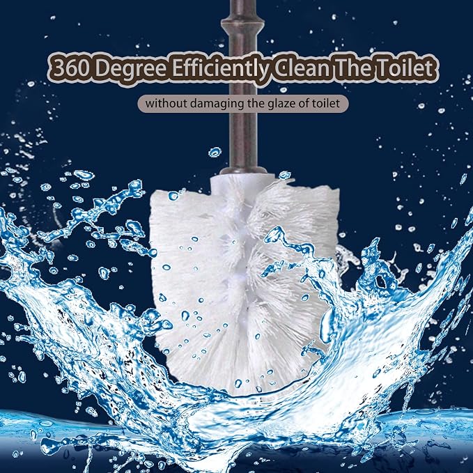 Toilet Brush Holder Set for Bathroom Super Cute Bear Base Solidly Toilet Bowl Brush and Holder Flexible and Durable Style Stylish Toilet Cleaner Brush Saving Storage Space Toilet Brushes for Bathroom
