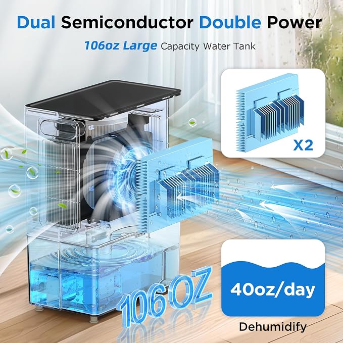 Dehumidifier, 106 OZ Water Tank Dehumidifiers for Home with Timer, 1000sq.ft Quiet Dehumidifier for Basement Bathroom Bedroom RV, Auto Shut Off, Sleep Mode, Washable Filter, 7 Color Light, Black