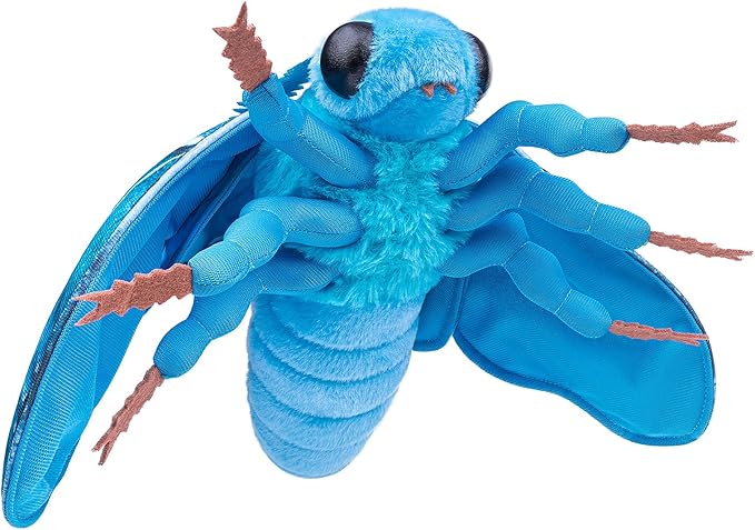 Moth Stuffed Animals Toy, Lifelike Blue Moths Plush 11in, Realistic Soft Big Wing Plushies Figure Gift Collection for Kids