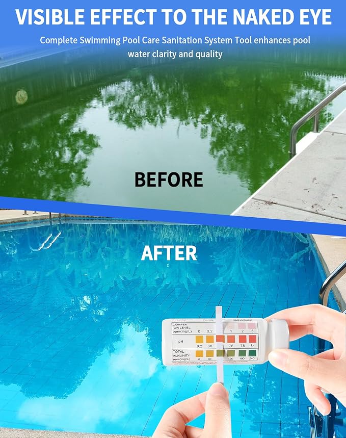 444301 Pool ionizer with Active Level Control, Pool Purifier System Fit for Above-Ground, In-Ground Pool, Saltwater Pool, Hot Tub, Spa Pool, Water Park