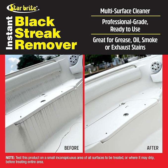 Star brite Instant Black Streak Remover - Dissolve Grease, Oil, Smoke & Exhaust Stains on Fiberglass, Vinyl, Metal, Plastic & Painted Surfaces - Spray On, Wipe Off