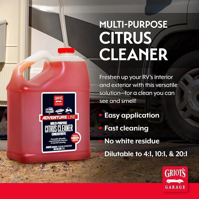 Griot's Garage Multi-Purpose Citrus Cleaner for RVs, Campers, Trailers, Boats, ATVs, UTVs, Motorcycles, Works on Paint, Glass, Chrome, Vinyl, Plastic, and More, 10841, One Gallon