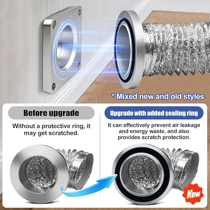 Magnetic Dryer Vent Coupler with 4 inch Hose，Magnetic Dryer Vent Coupling for Connection and Disconnection,Magnetic Dryer Vent Connector Kit Strong Magnetic Self-connection(silver）