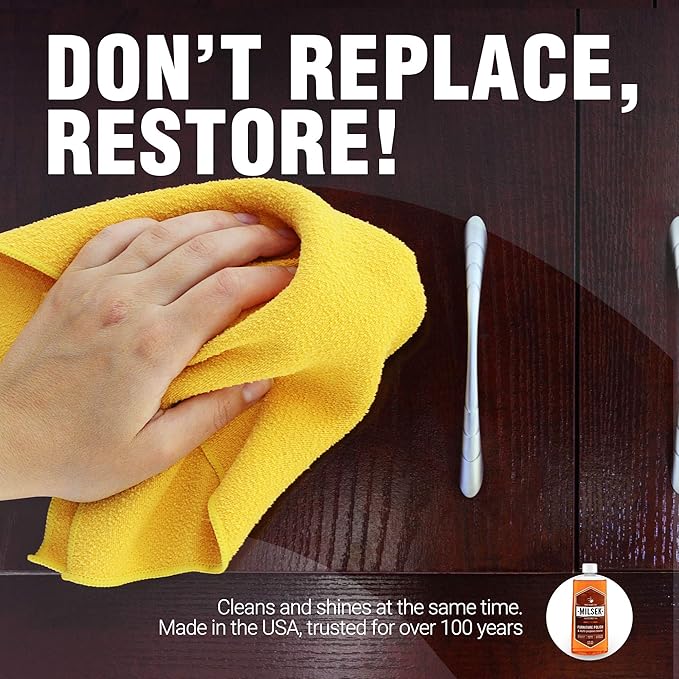 Milsek Furniture Polish and Wood Cleaner with Orange Oil - Multipurpose Cleaning Supplies for Home and Household from Hardwood Floors to Kitchen Cabinets- 12 Fl Oz (Pack of 12)