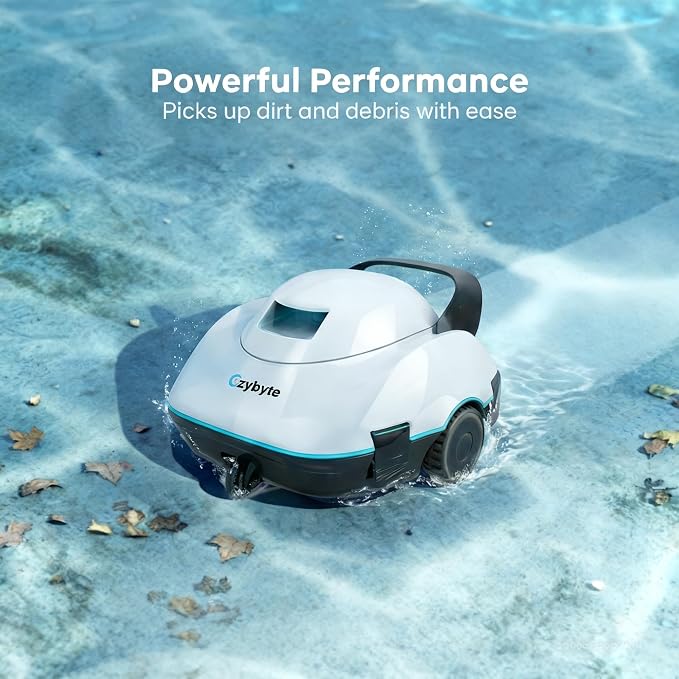 Robotic Pool Cleaner, Cordless Pool Vacuum with 18.5 GPM Powerful Suction,120-Min Runtime, Self-Parking, Pool Vacuum for Above-Ground & Flat Pools to 860 sq.ft,Silver-White