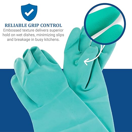 San Jamar 19NU-L Nitrile Elbow-Length Dishwashing Glove, Large (1 Pair)