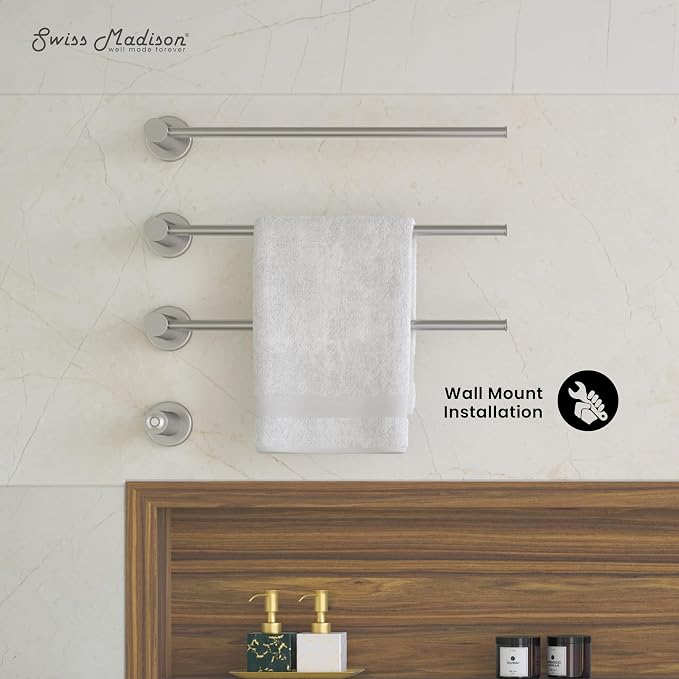 Swiss Madison Claire 3-Bar Electric Towel Warmer Heated Towel Racks for Bathroom in Chrome