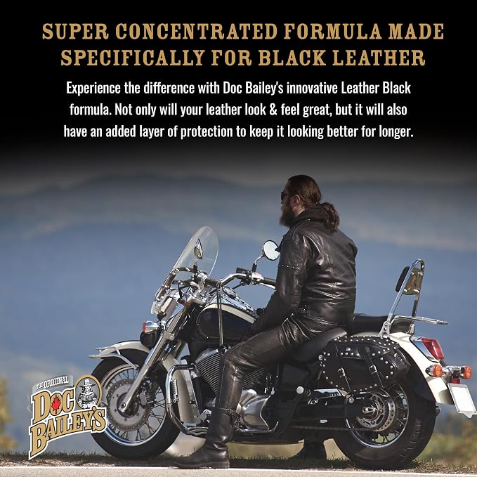 Doc Bailey's Leather Black - Black Leather Dye, Conditioner & Restorer, 4-in-1 Cleaner & Waterproofer for Car Seats, Motorcycle Seats, Jackets, Boots, Couches & Furniture - Detail Kit 4oz, 2-Pack