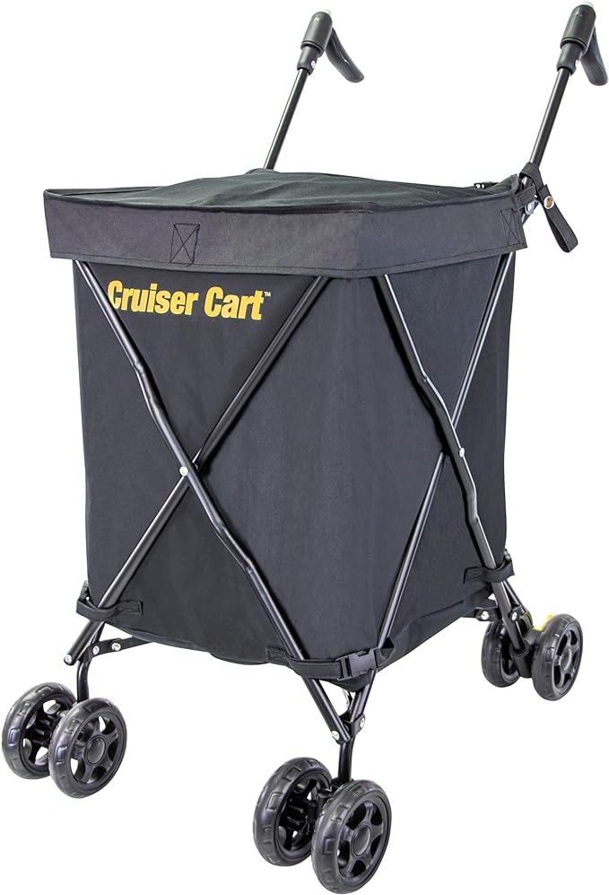 dbest Products Cruiser Cart Urban 360 Folding Shopping Grocery Collapsible Laundry Basket on Wheels Foldable Utility Trolley Carrito de Compras