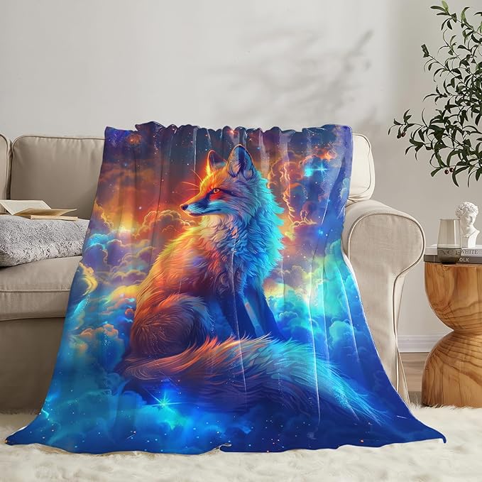 Tijuboni Fox Throw Blanket Fox Gifts for Girls Boys Women Men Kids Adults Soft Flannel Fleece Blanket for Couch Sofa Bed Home Decor 60"x80"