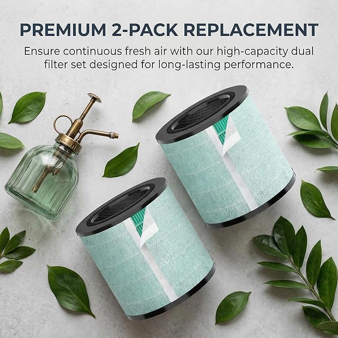 Replacement Air Filter MK08 MK09 Compatible With MK08W MK09W Purifier,H13 True HEPA 4-Stage Filtration Activated Carbon Filter(2-Pack)