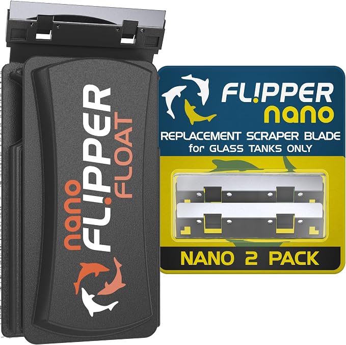 Flipper Cleaner Float - 2-in-1 Floating Magnetic Aquarium Glass Cleaner & Flipper Nano Aquarium Scraper Replacement Blades