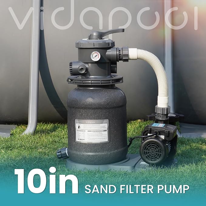 10in Sand Filter Pump for Above Ground Pool, 1/2 HP 2500 GPH Pool Pumps Above Ground for Pools up to 11,000 Gallons, Pool Sand Filter with 6-Way Valve, Efficient Filtration