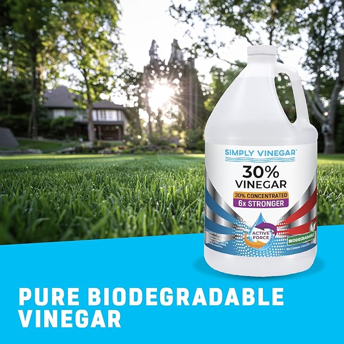 Simply Vinegar 30% Vinegar – Pure Concentrated Active-Force Vinegar for Cleaning, Home, and Garden, 128 oz (2)