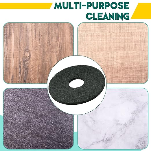 Teenyyou 12" Black Scrubbing Pads Commercial Cleaning Orbiter Pads-Maintenance Non Woven for Floor Buffer Machine 2 Pcs