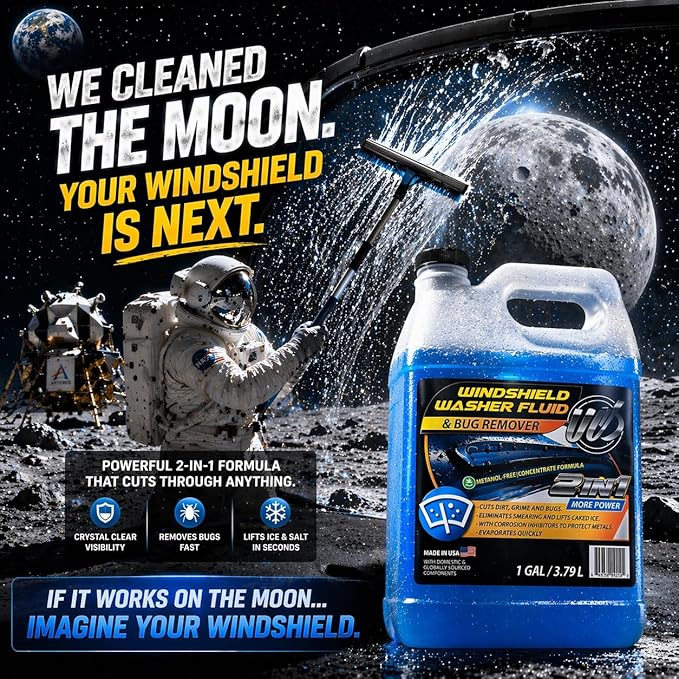 UCS Windshield Washer Fluid 2-in-1 Bug Remover – Ready to Use Formula – Streak-Free Cleaning – Removes Dirt & Road Grime – 1 Gallon (128 fl oz) Methanol-Free