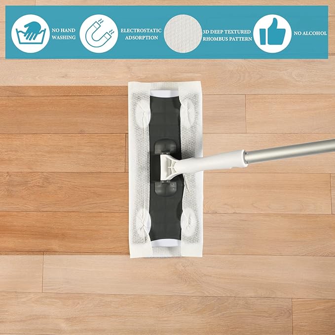 Wet Mop Pads Refills for Floor Cleaning Sweeper Wet Refills Disposable moist Mopping Cloth Wipes for Wood Hardwood Tile(160 Pcs)