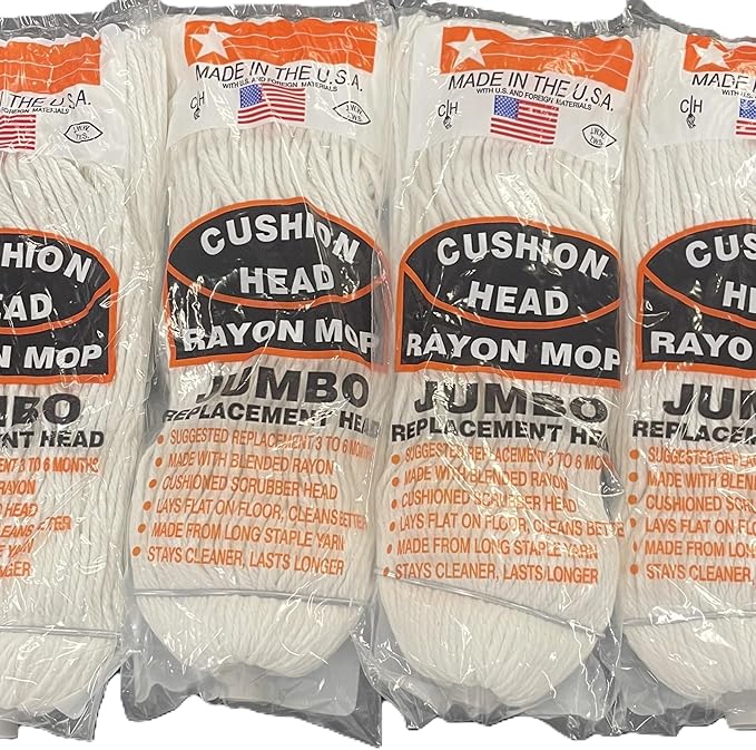Jumbo Rayon Replacement Mop Head 4-Pack