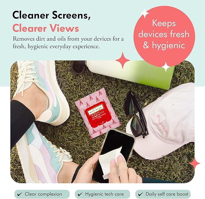Well-Kept Tech & Lens Wipes - Eyeglass, Screen & Phone Cleaning, Multi-Surface, Lint-Free, Pre Moistened, Streak-Free & Non Scratching - Lobsterfest, 12 Pack (180 Count)