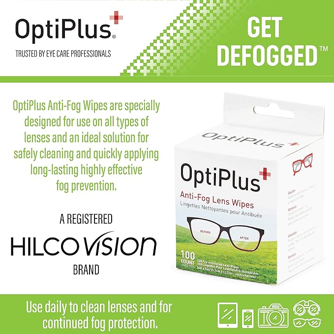 OptiPlus 100ct Anti-Fog Wipes and Croakies Zipline Photochromic Eyewear | UV400 and Bluelight Protection